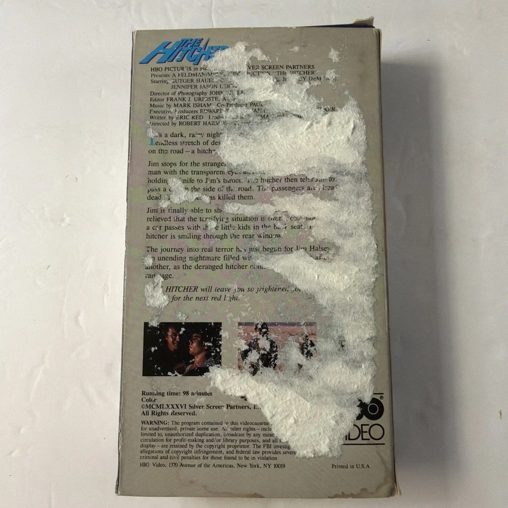 The Hitcher VHS 1986 Horror Suspense Original Release HBO Video Case Bad